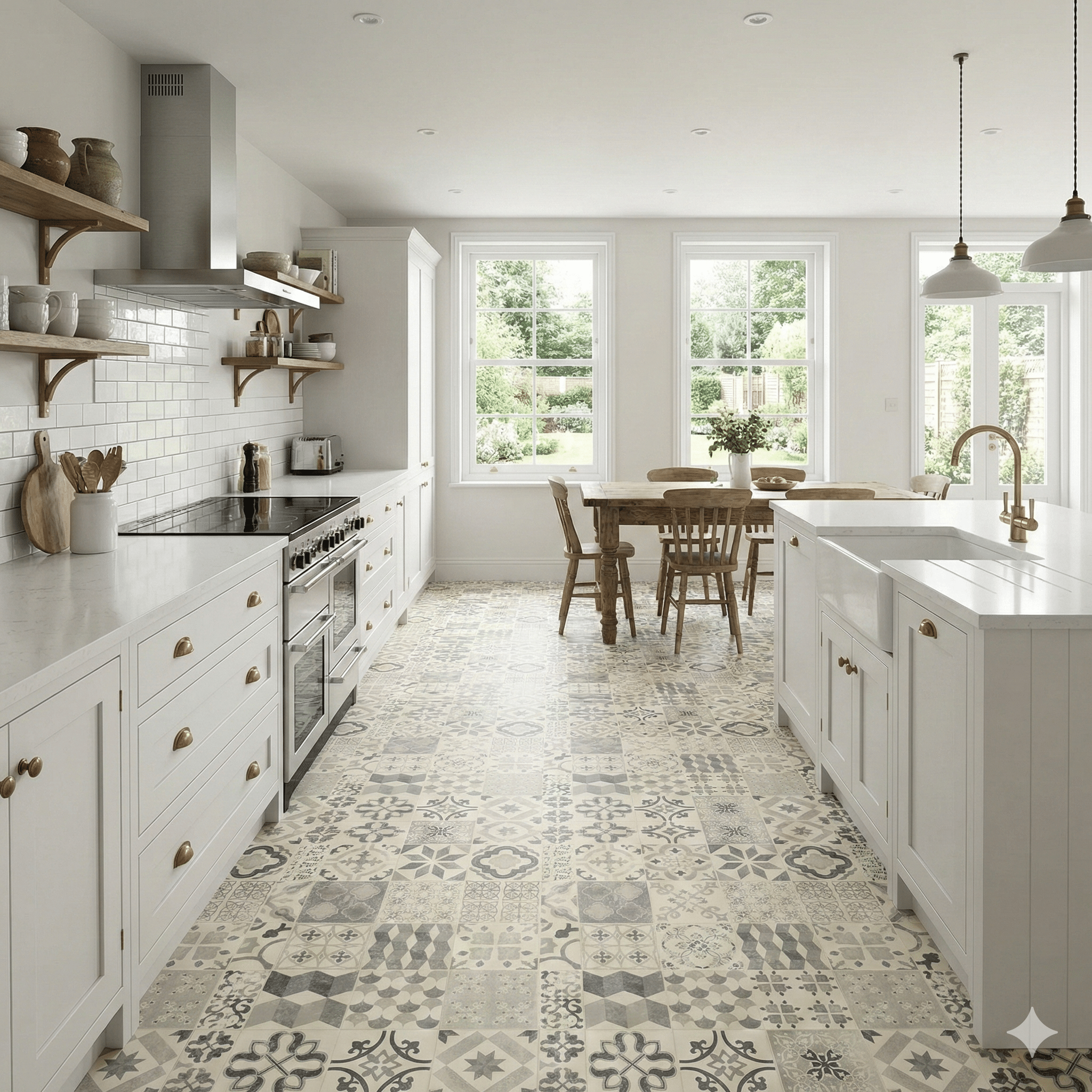 Apollo Sheet Vinyl – Geometrix Grey in a kitchen