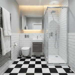 Apollo Sheet Vinyl – Georgian Marble in a bathroom