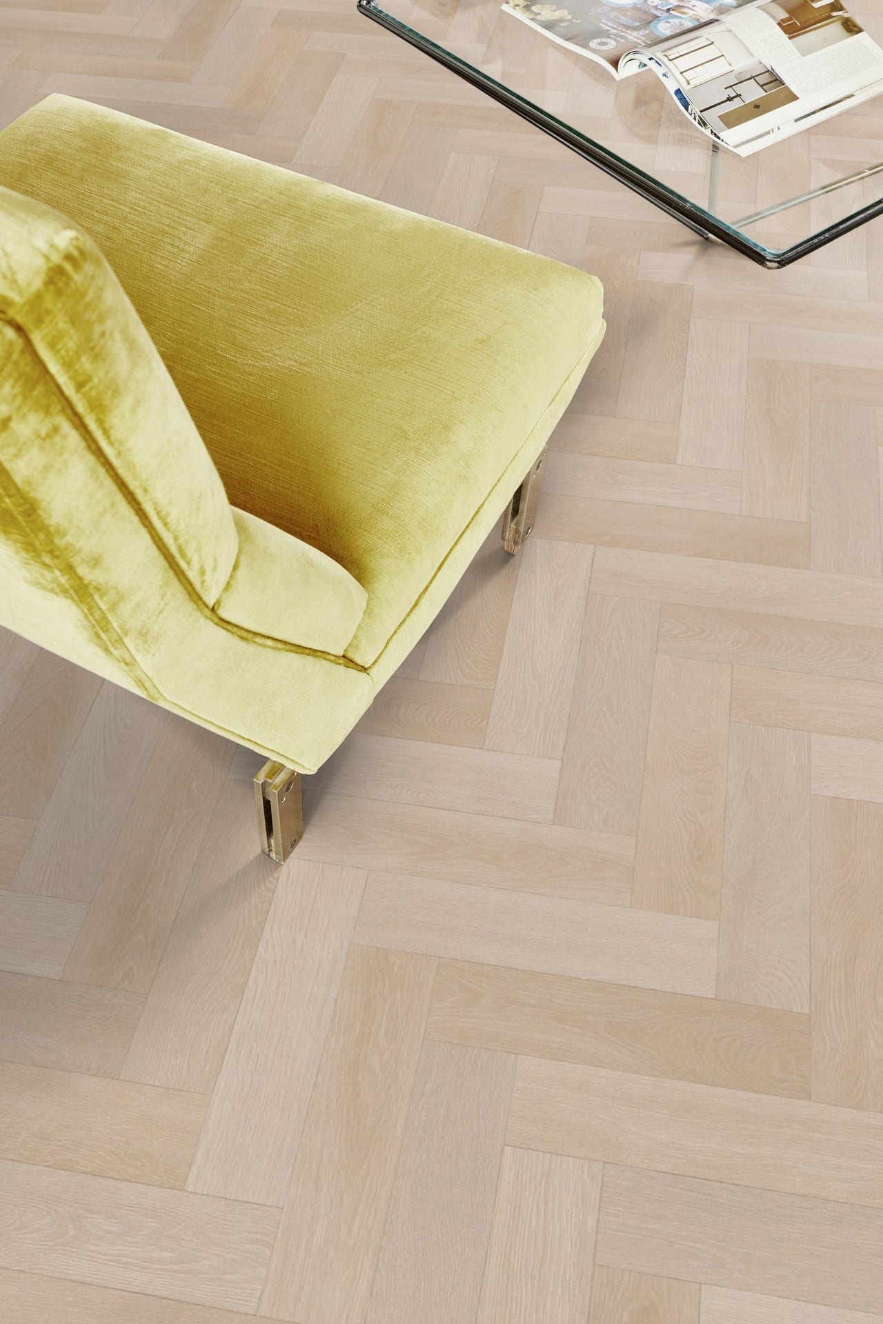 Apollo Sheet Vinyl – Muted Herringbone in a living room