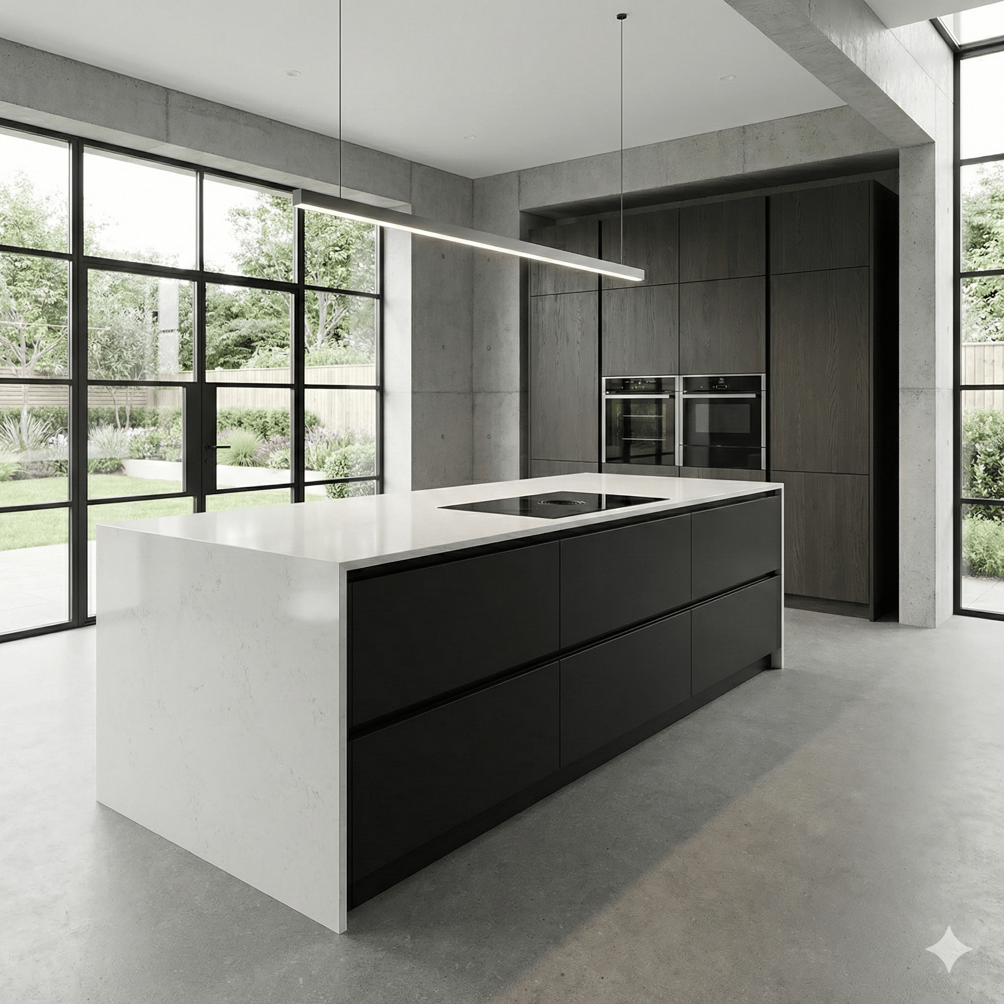 Arianna Sheet Vinyl – Polished Concrete in a kitchen