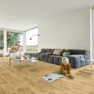 Dasos Sheet Vinyl – Natural Oak in a living room