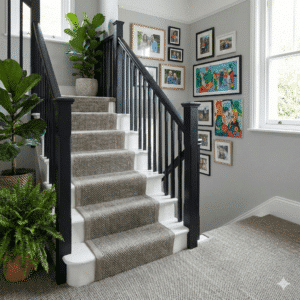 Designer Herringbone Carpet Polar Bear Stairs