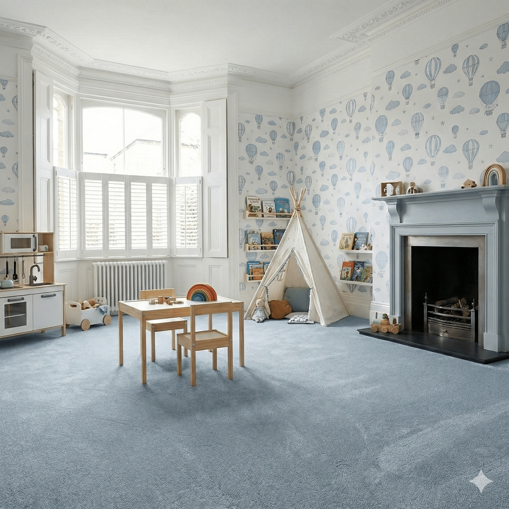 Glamorous Azure Carpet Bedroom