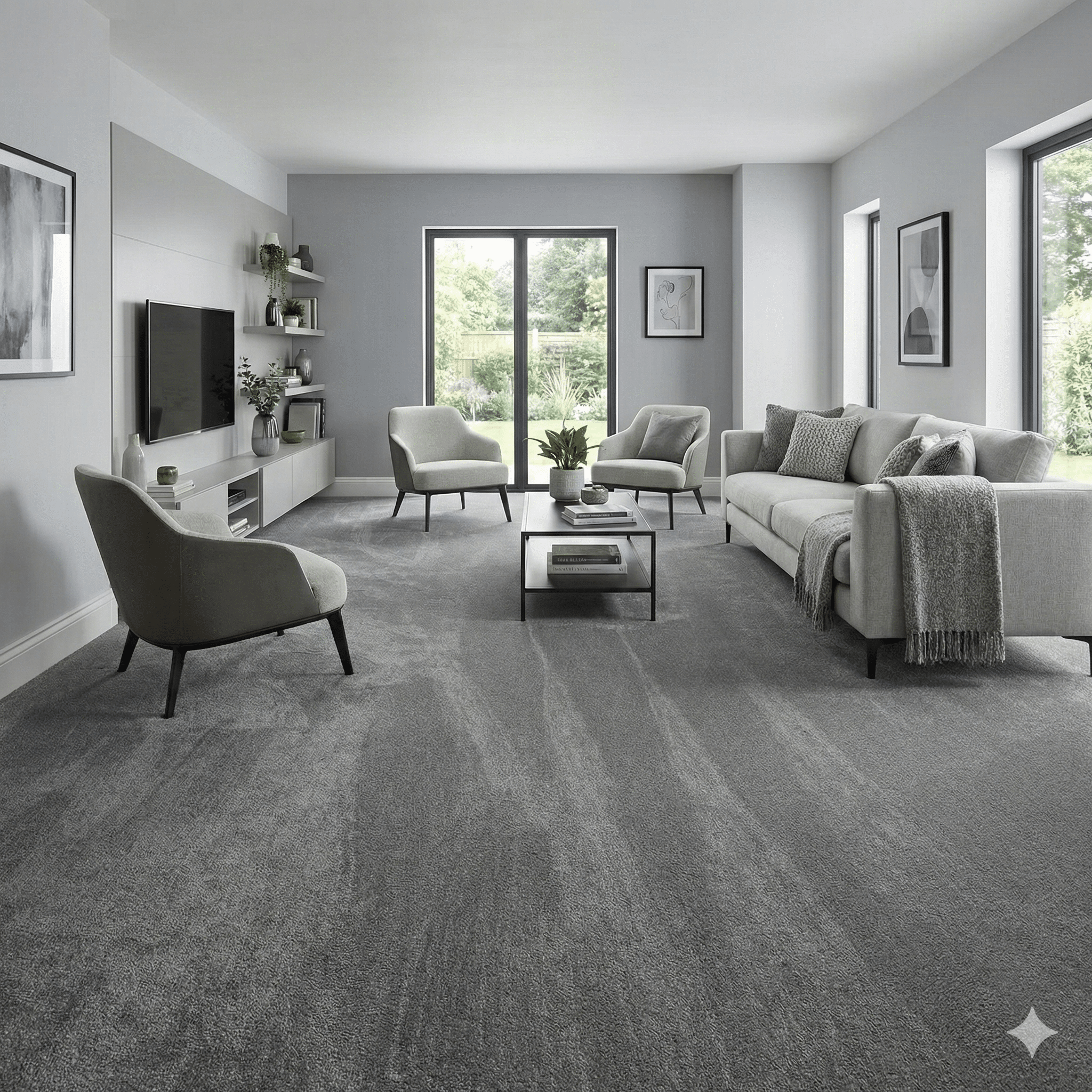 Glamorous Mist Carpet Living Room