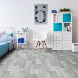 Juno Sheet Vinyl – Arctic Oak in a living room