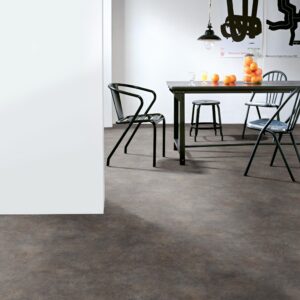 Juno Sheet Vinyl – Burnt Marble in a kitchen