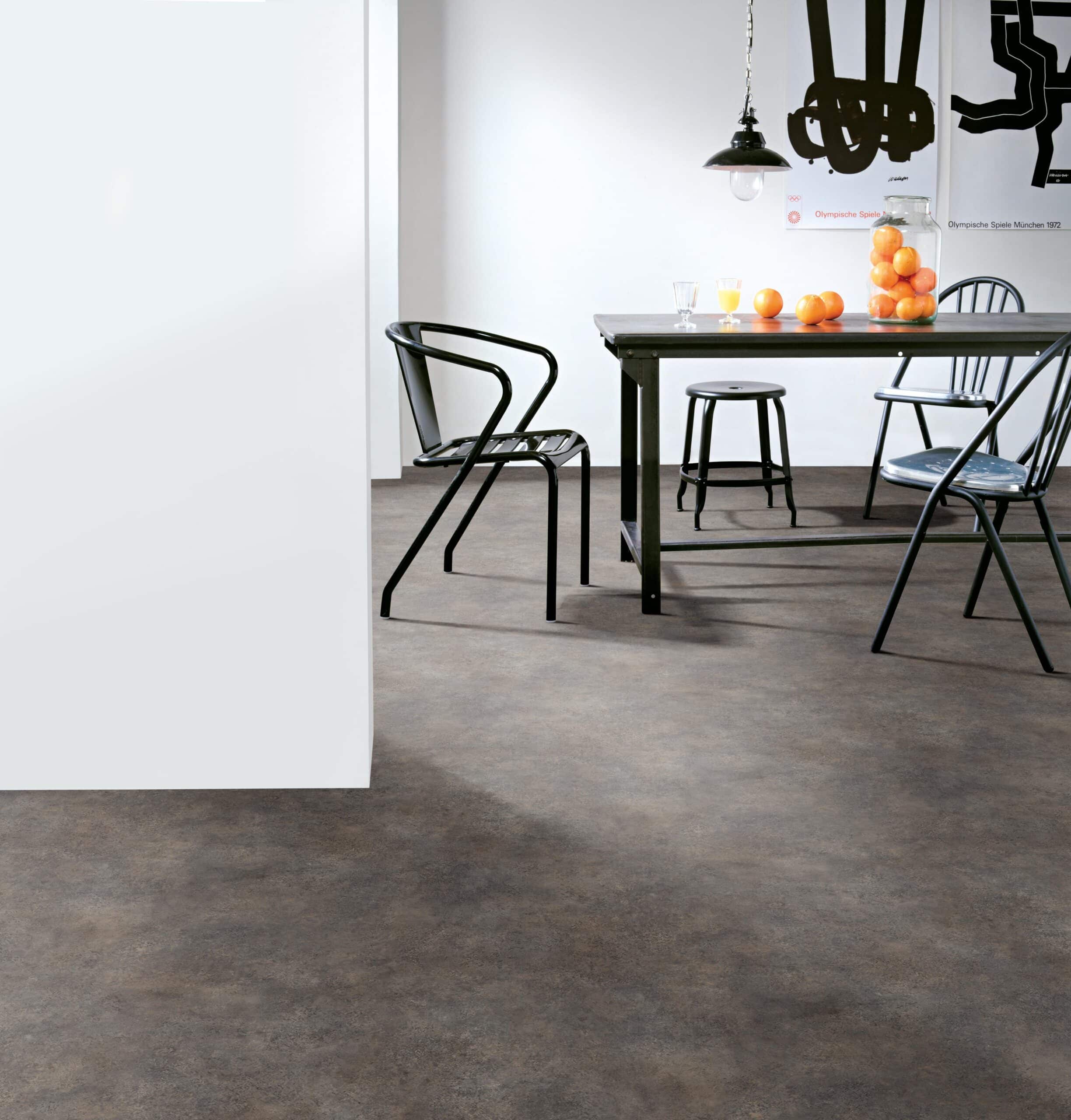 Juno Sheet Vinyl – Burnt Marble in a kitchen
