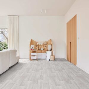 Kefi Sheet Vinyl – Swiss Oak in a living room