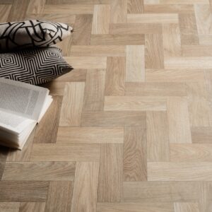Nectar Sheet Vinyl – Georgian Herringbone in a living room