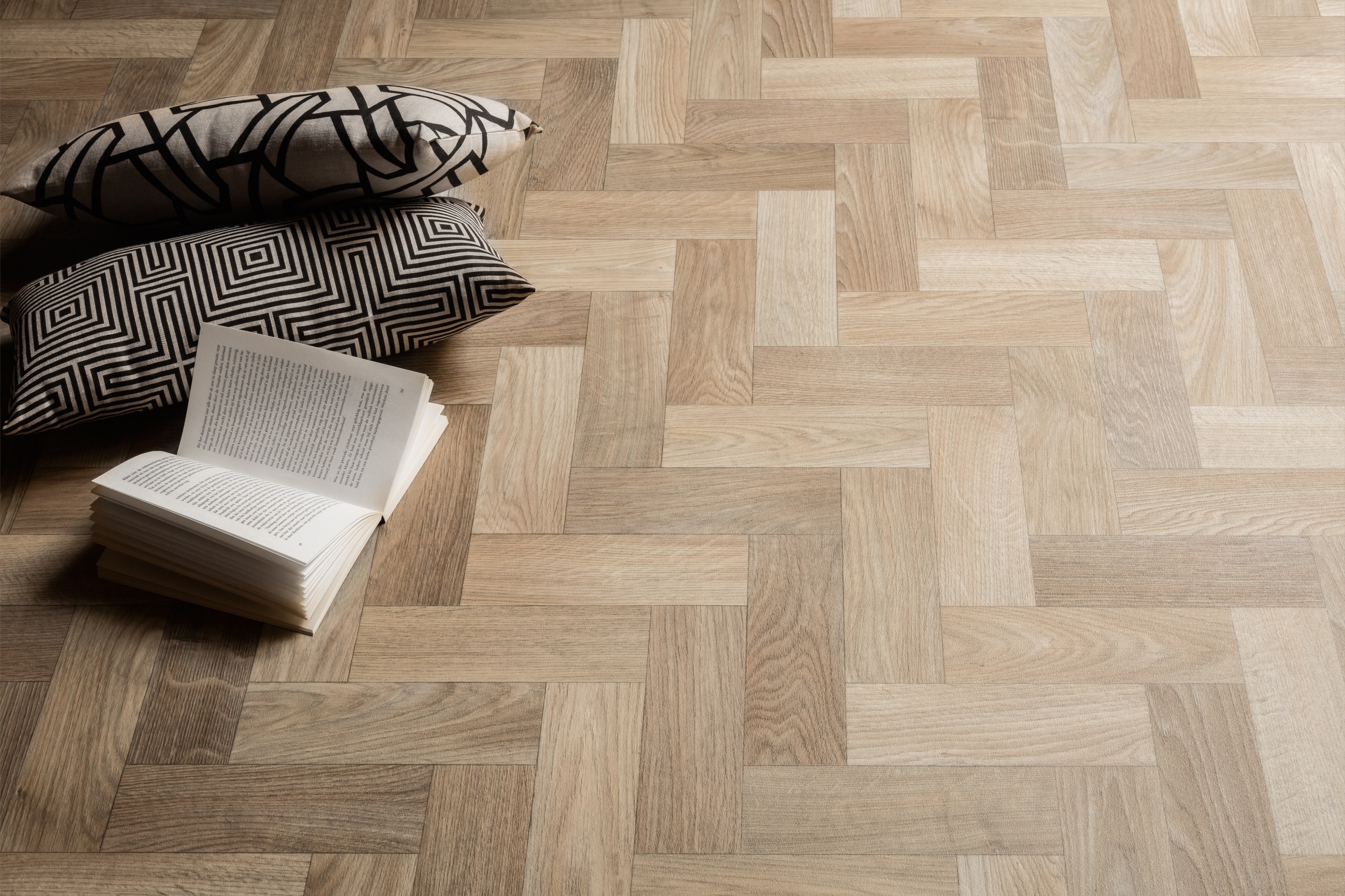 Nectar Sheet Vinyl – Georgian Herringbone in a living room