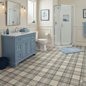 Nectar Sheet Vinyl – Highland Navy in a bathroom