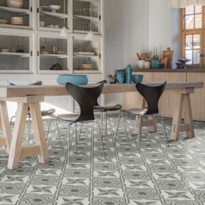 Nectar Sheet Vinyl – Victoria Grey in a dining room