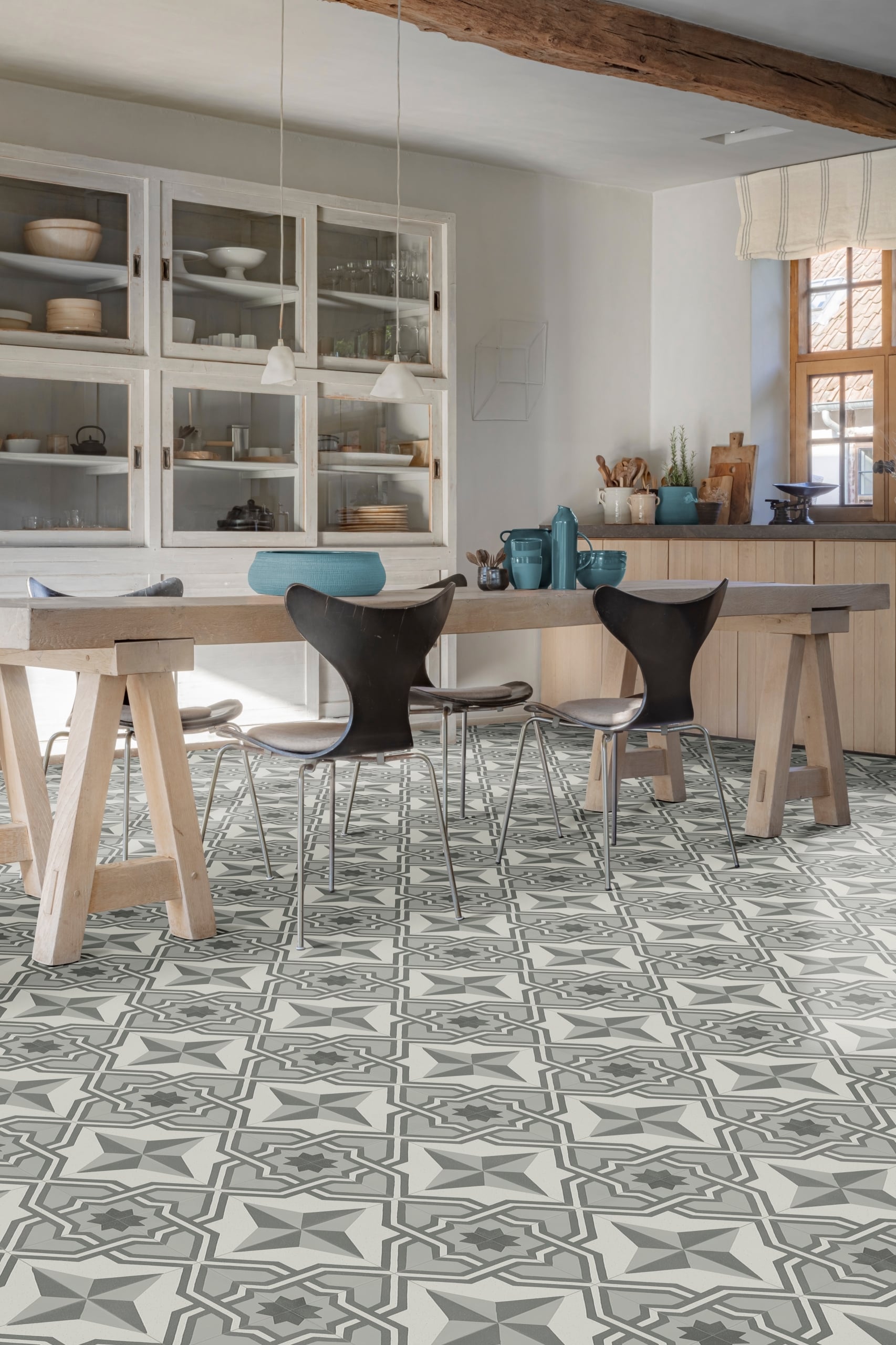 Nectar Sheet Vinyl – Victoria Grey in a dining room