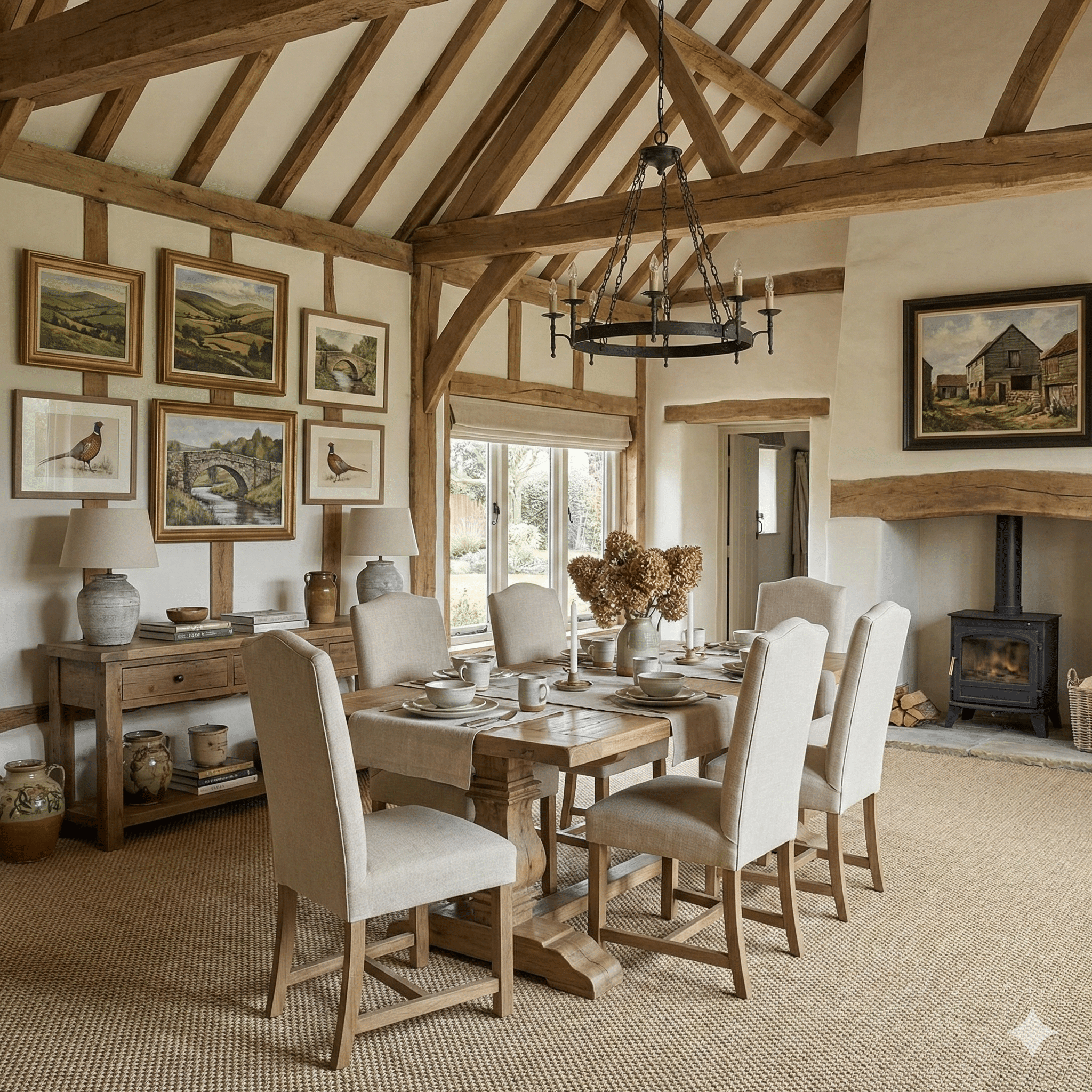 Sisal Basketweave Oat Carpet Dining Room