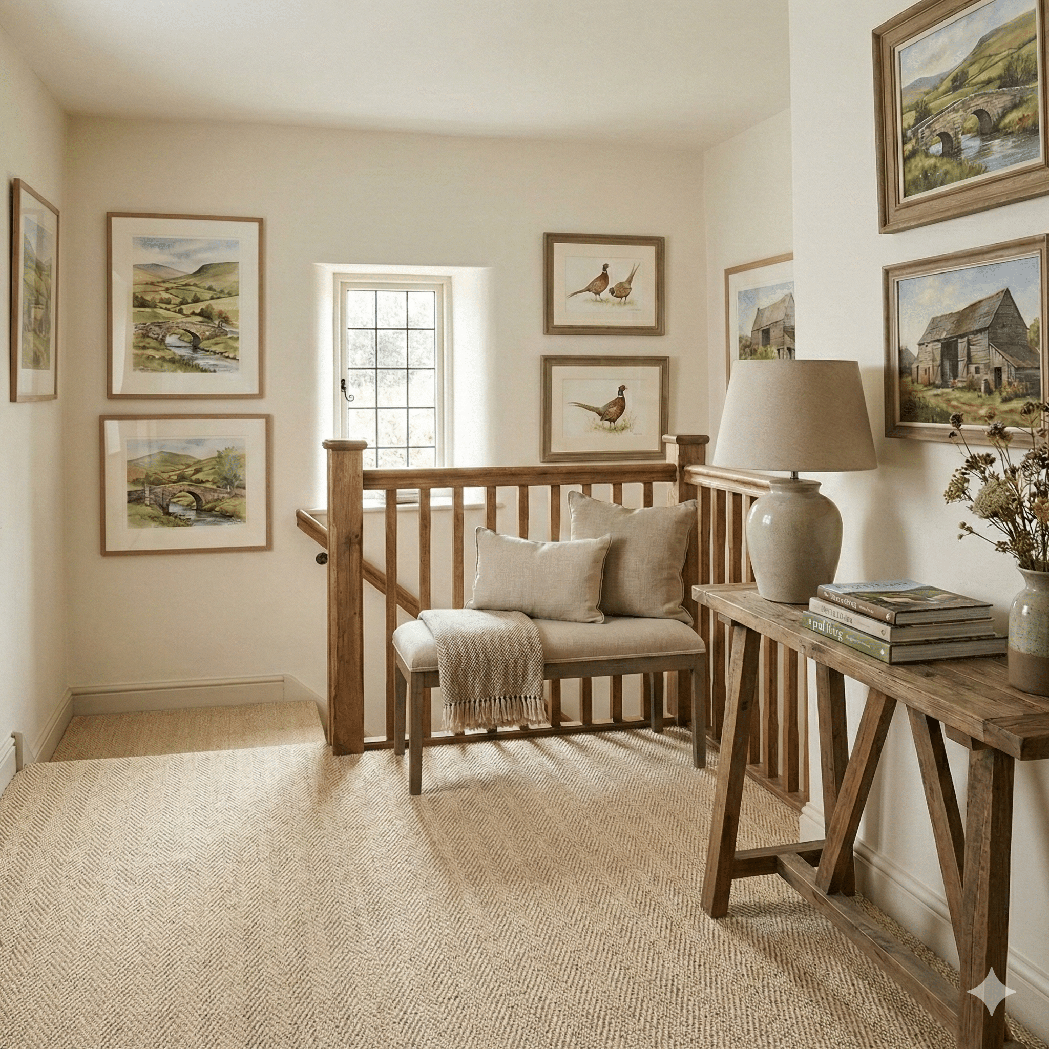 Sisal Herringbone Clay Carpet Hallway
