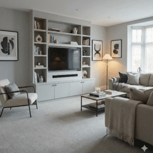 Abundance Fog Carpet in a living room