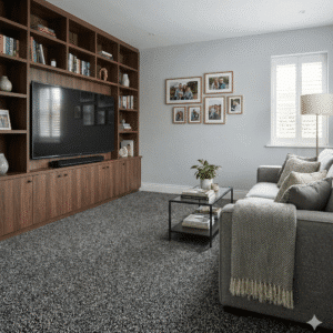 Abundance Midnight Carpet in a living room