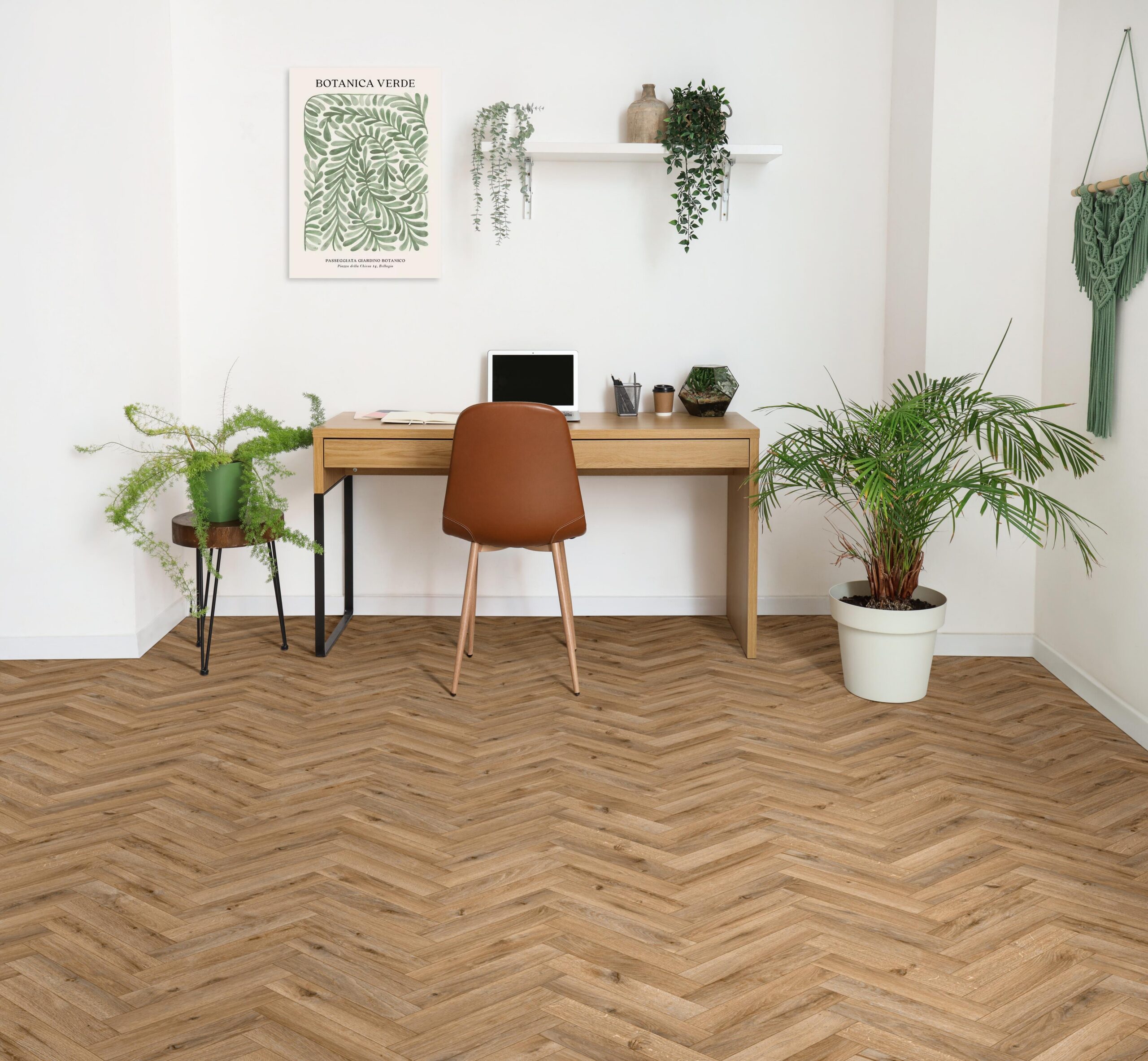Ajax Sheet Vinyl Oak Herringbone Room