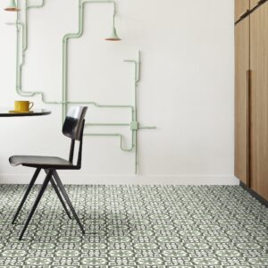 Ajax Sheet Vinyl Victorian Green Kitchen