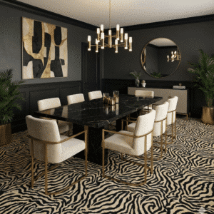 Animal Deluxe Carpet – Zebra Print Light in a dining room