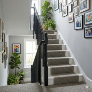 Designer Herringbone Beluga Whale in a stairs
