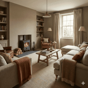 Farmhouse Wool Carpet Pony in a living room