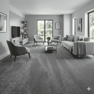Glamorous Mist Carpet in a living room