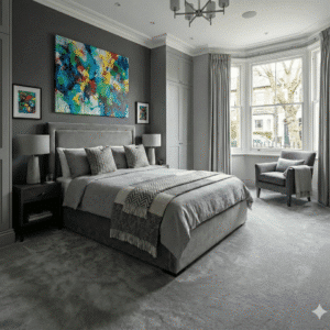 Haven Elephant Carpet in a bedroom