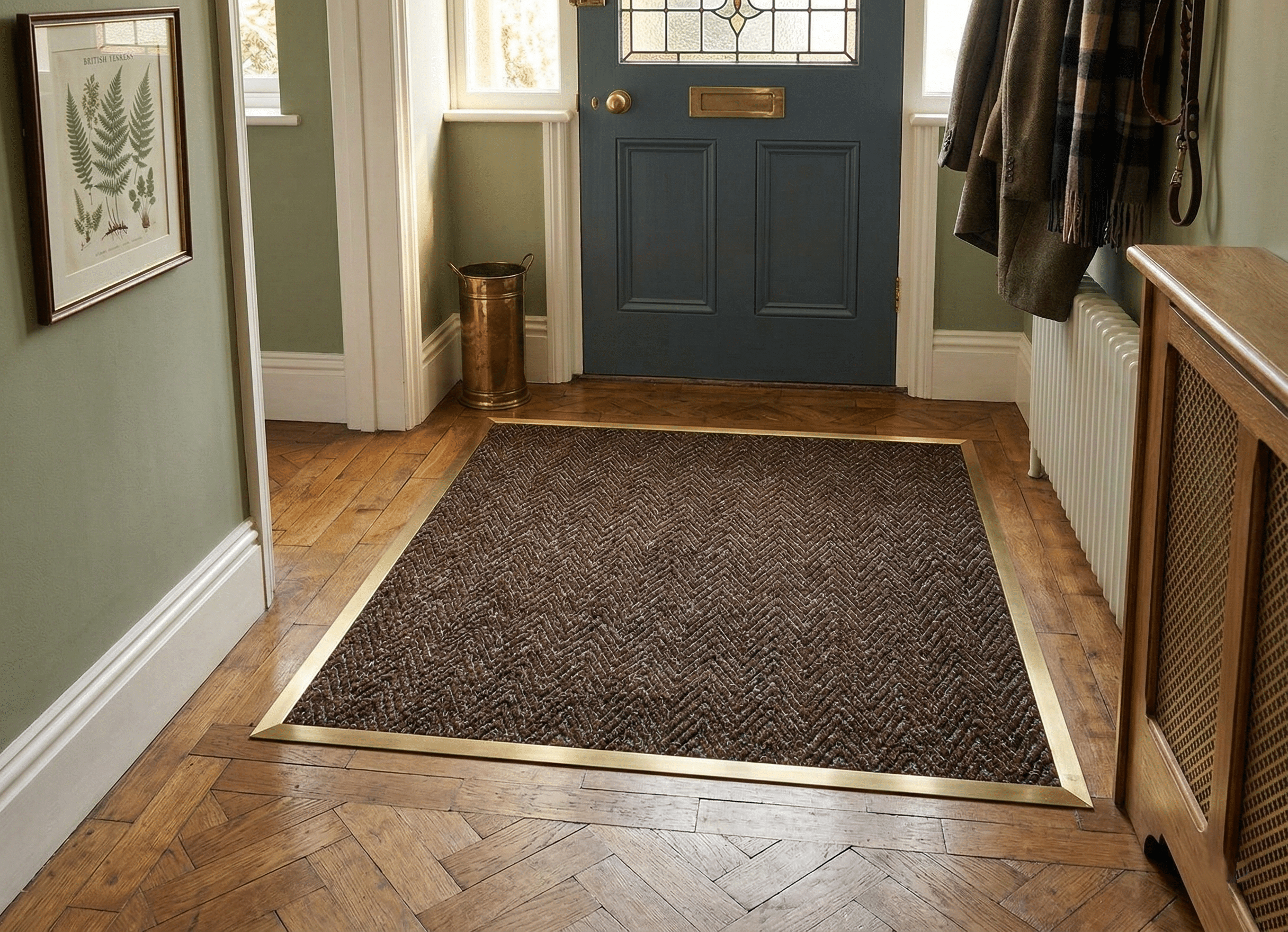 Herringbone Contract Matting Brown Doorway