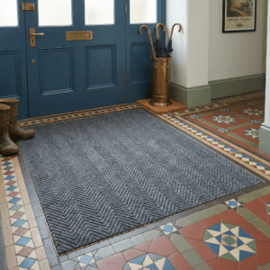 Herringbone Contract Matting Grey Doorway