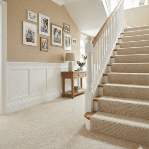 Homestead Wool Madagascar Carpet in a stairs
