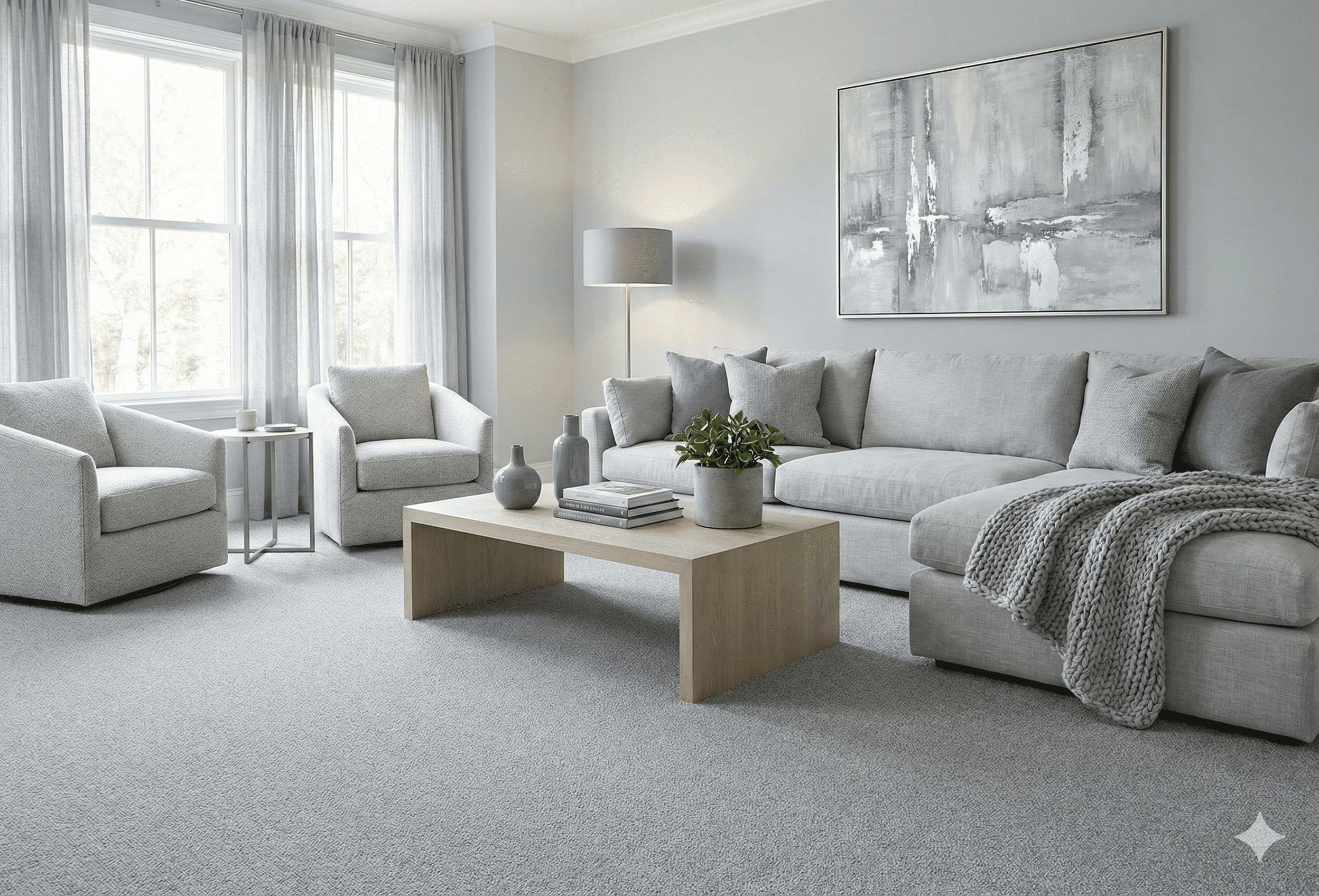 Maison Imperial Frost Carpet in a living room