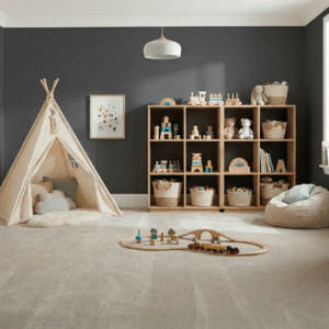 Maison Imperial Stucco Carpet in a bedroom