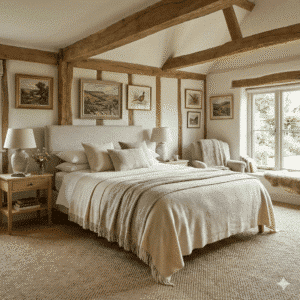 Sisal Basketweave Silk Carpet in a bedroom
