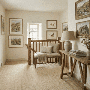 Sisal Herringbone Clay Carpet in a hallway