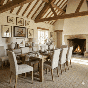Sisal Loop Rattan Carpet in a dining room