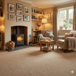 Ultimo Dune Carpet in a living room