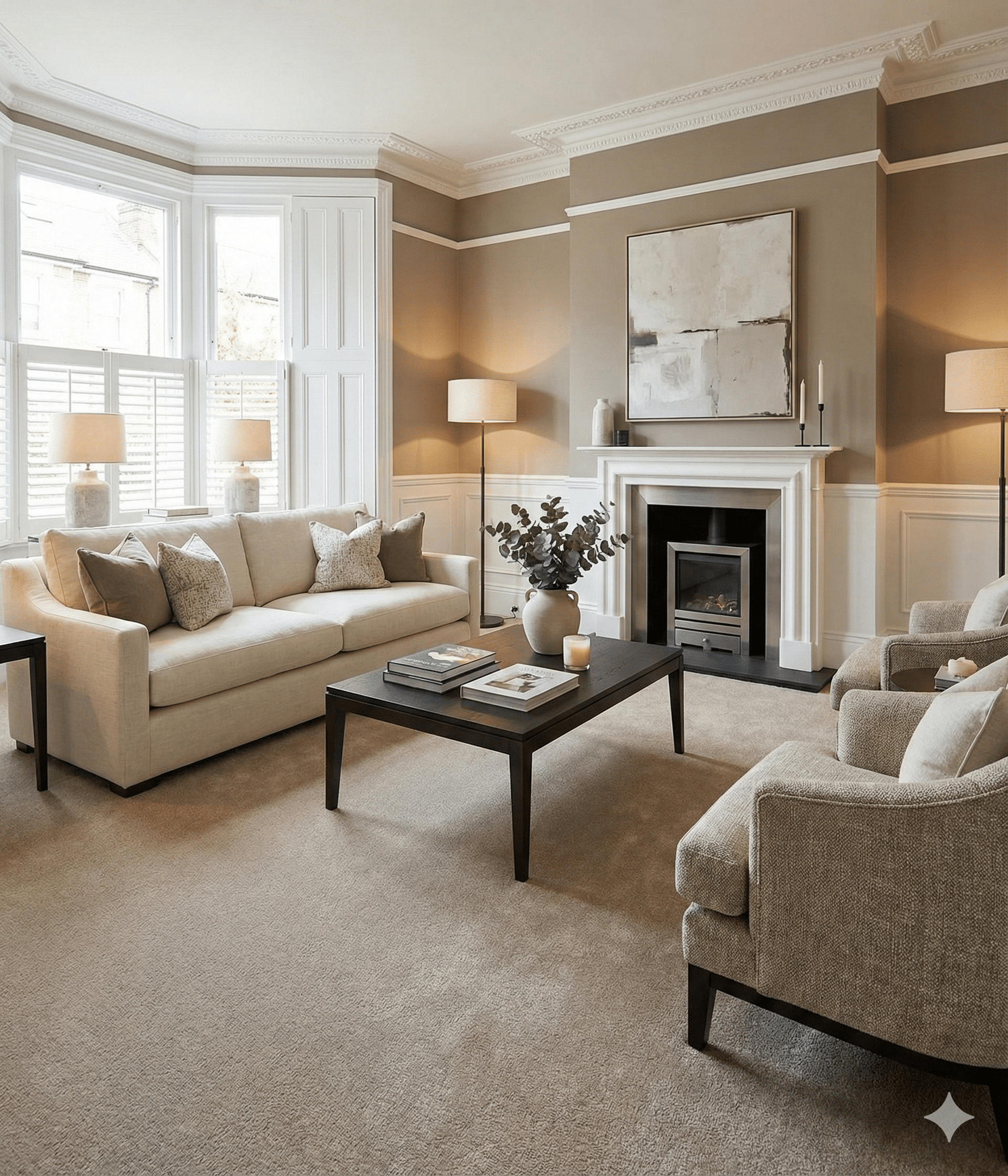 Venti Parchment Carpet in a living room